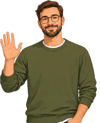 Adam, the Adam & Weed guide, waving hello